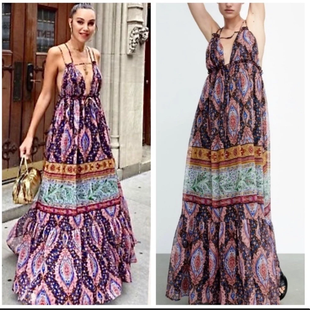- ZARA LONG PRINT DRESS Multicolor - Picture 2 of 10